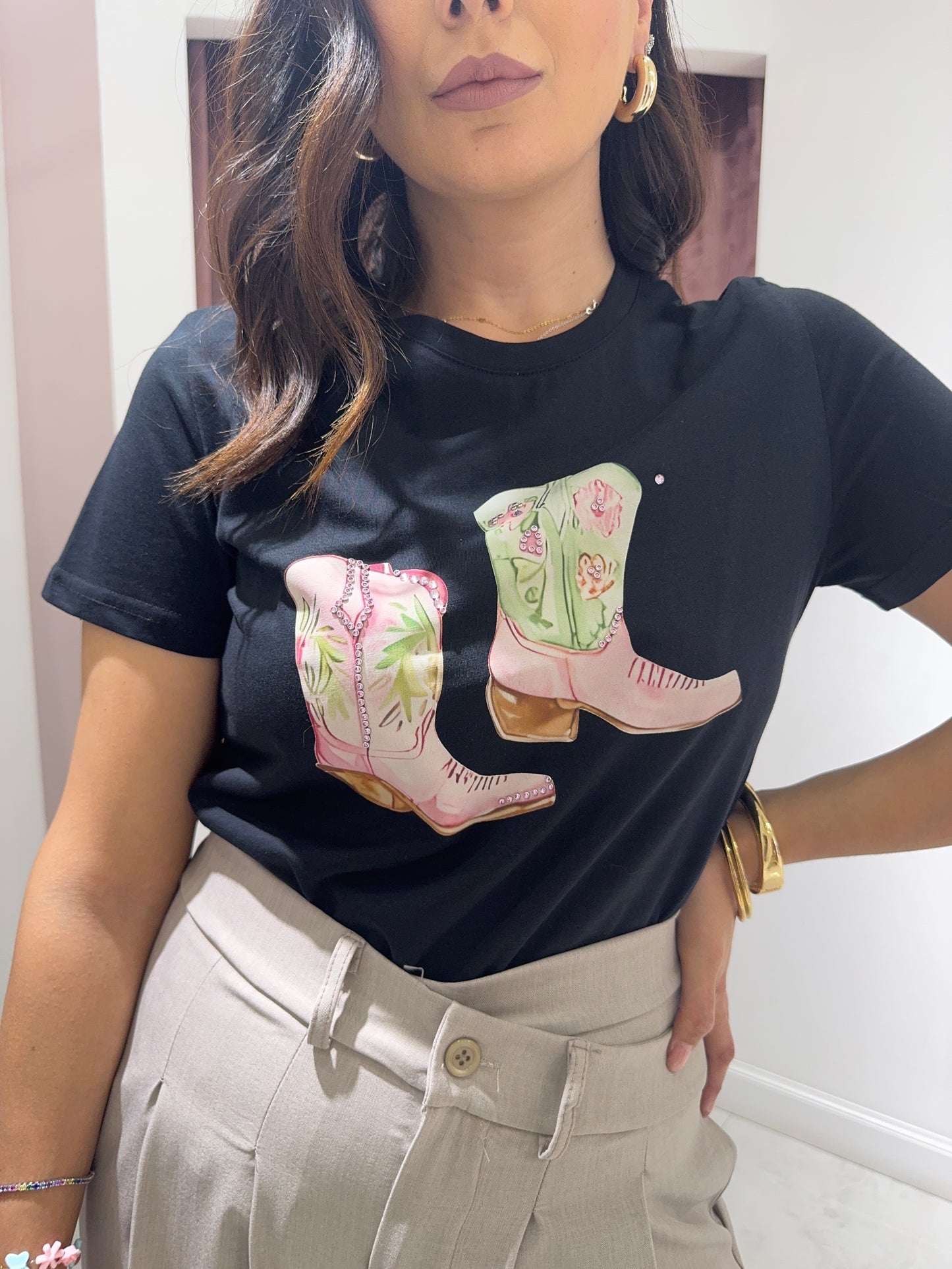t-shirt Manosque cow - nero