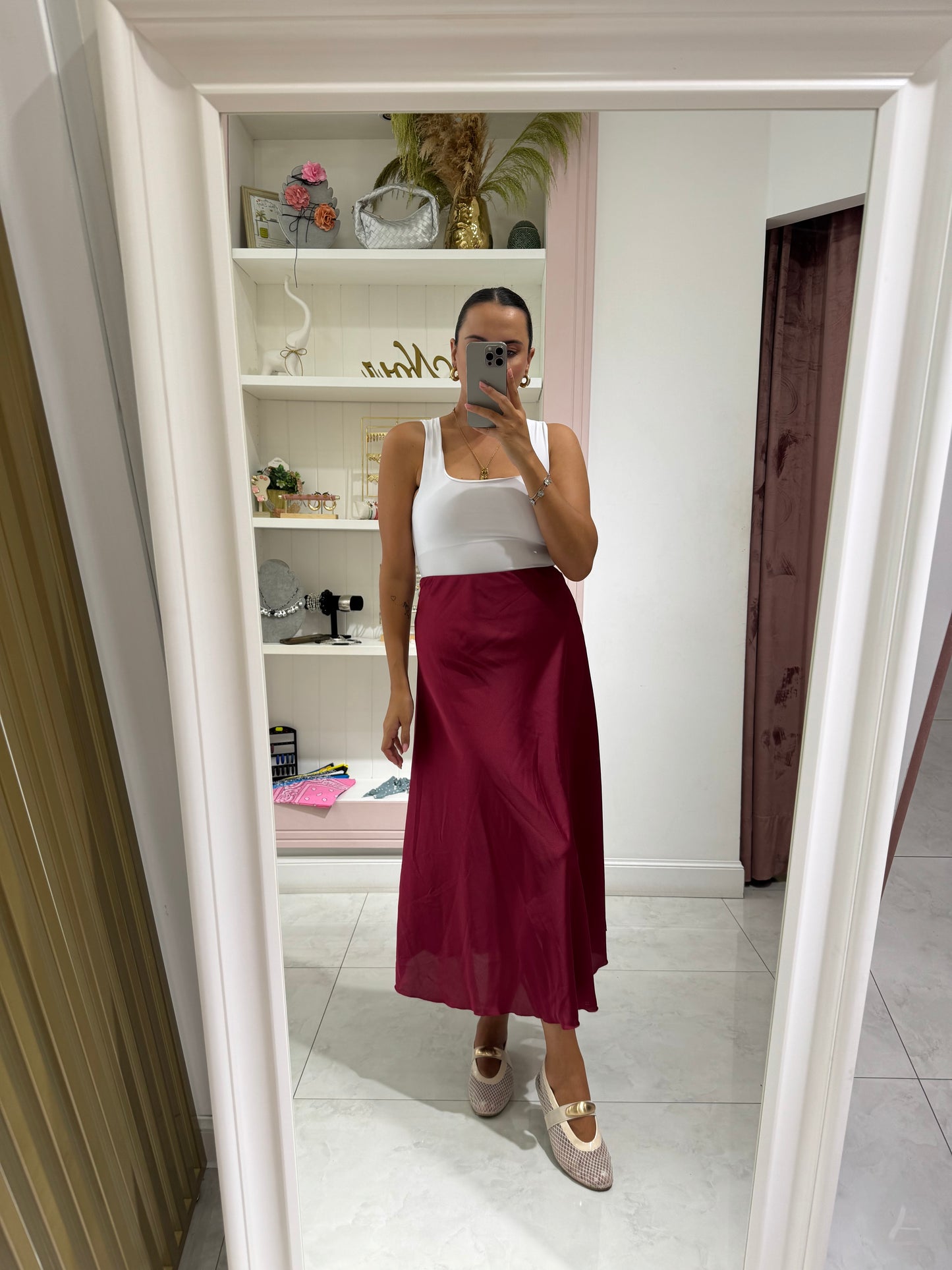 Gonna satin - bordeaux