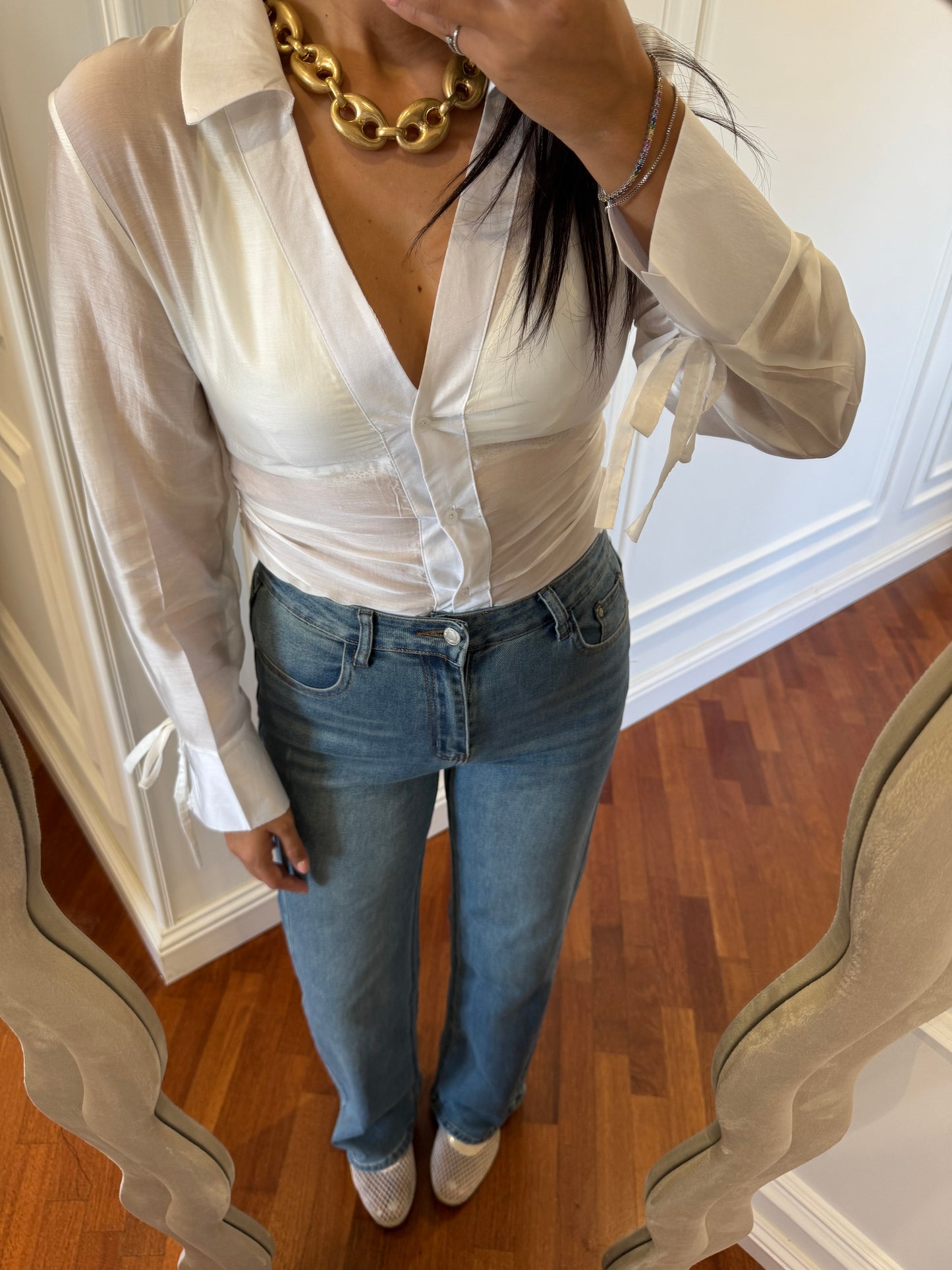 Jeans gamba dritta sabbiato