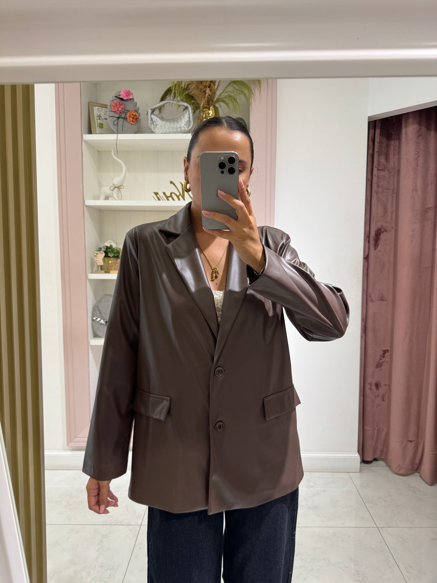 Blazer ecopelle - marrone