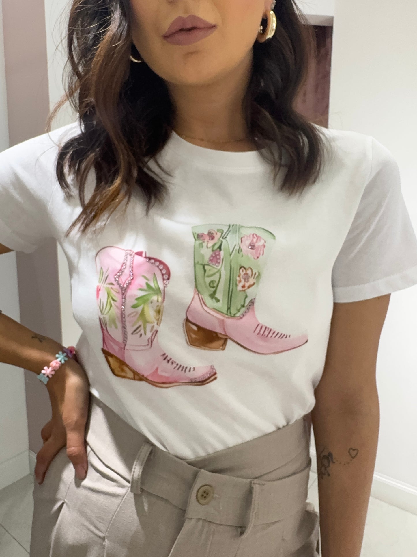 t-shirt Manosque cow - bianco