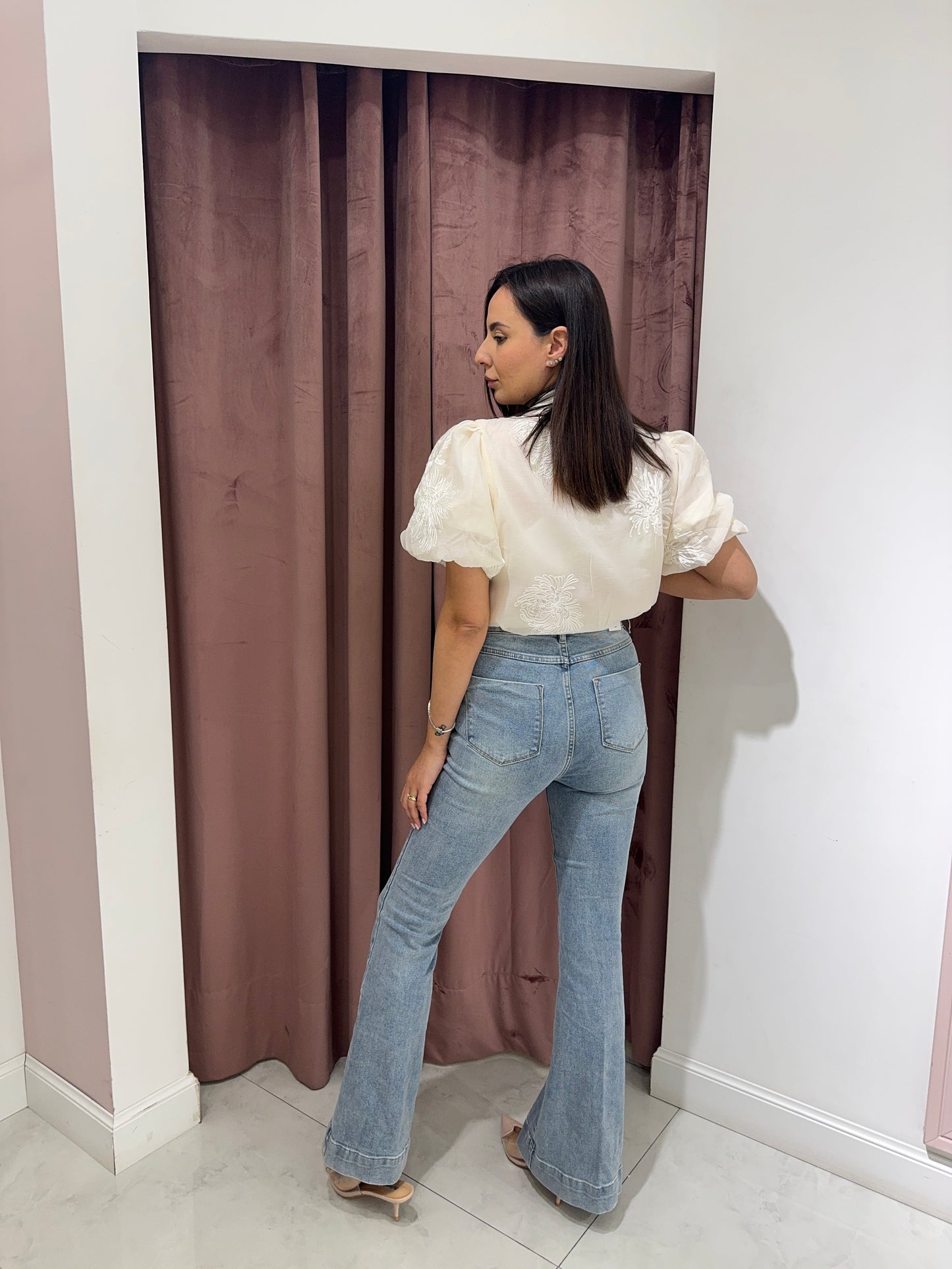 jeans a zampa - lavaggio chiaro