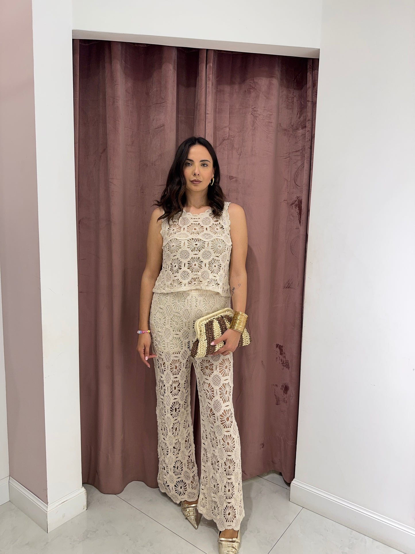 Pantalone Crochet - Beige