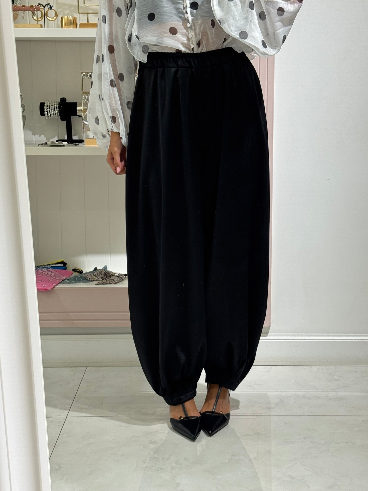 Pantalone satin ballon - nero