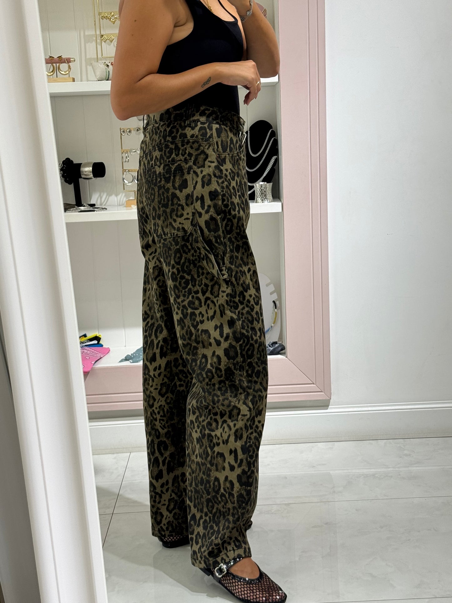 Denim ballon leopardato