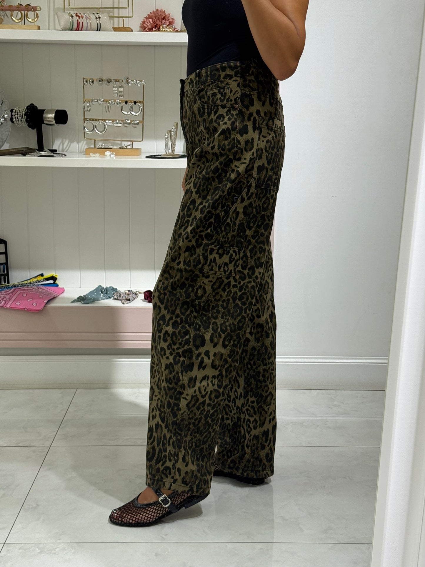 Denim ballon leopardato