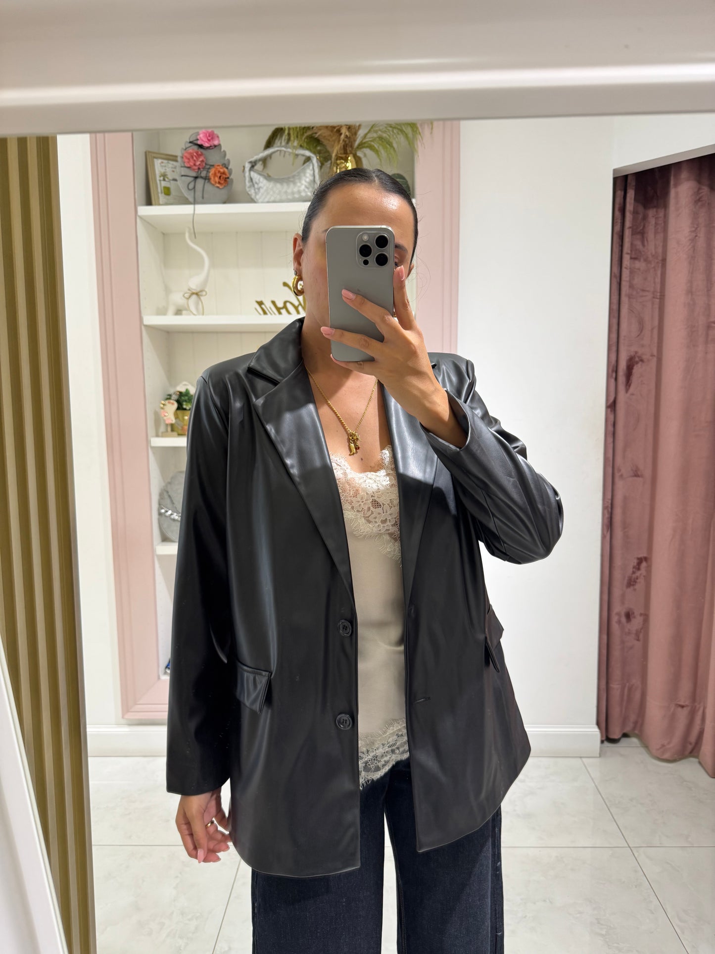 Blazer ecopelle - nero