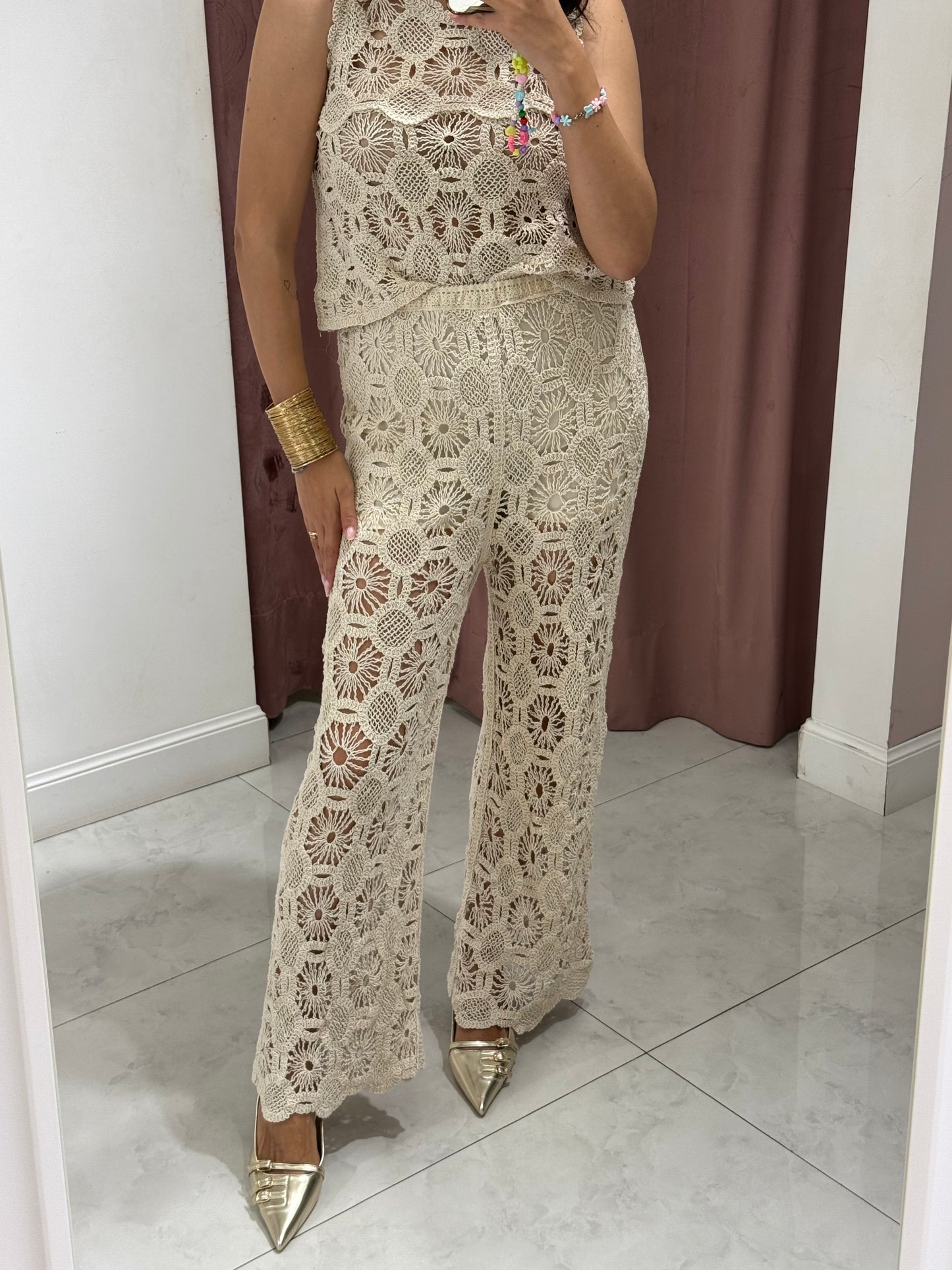 Pantalone Crochet - Beige