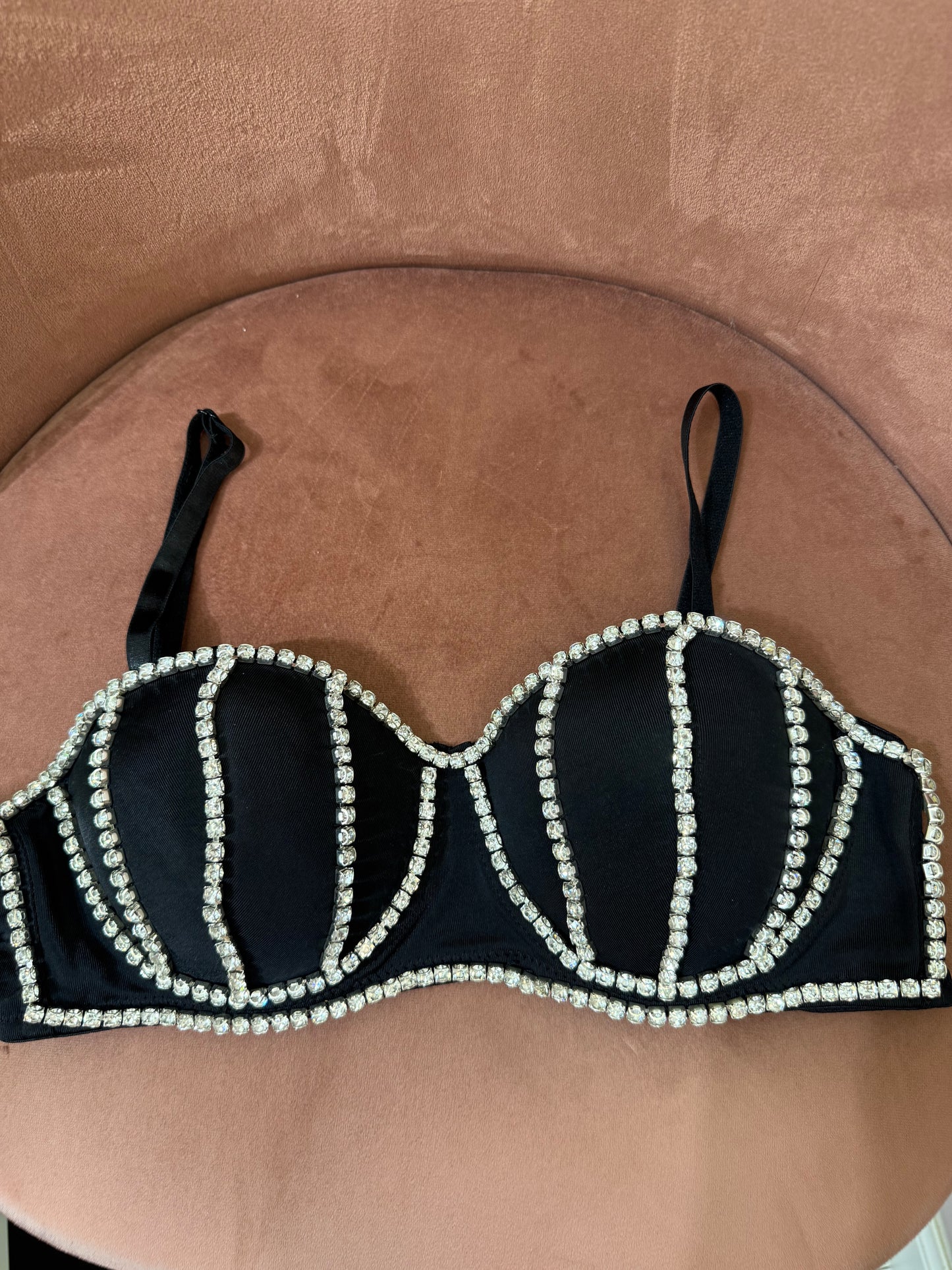 Bralette con strass - nero
