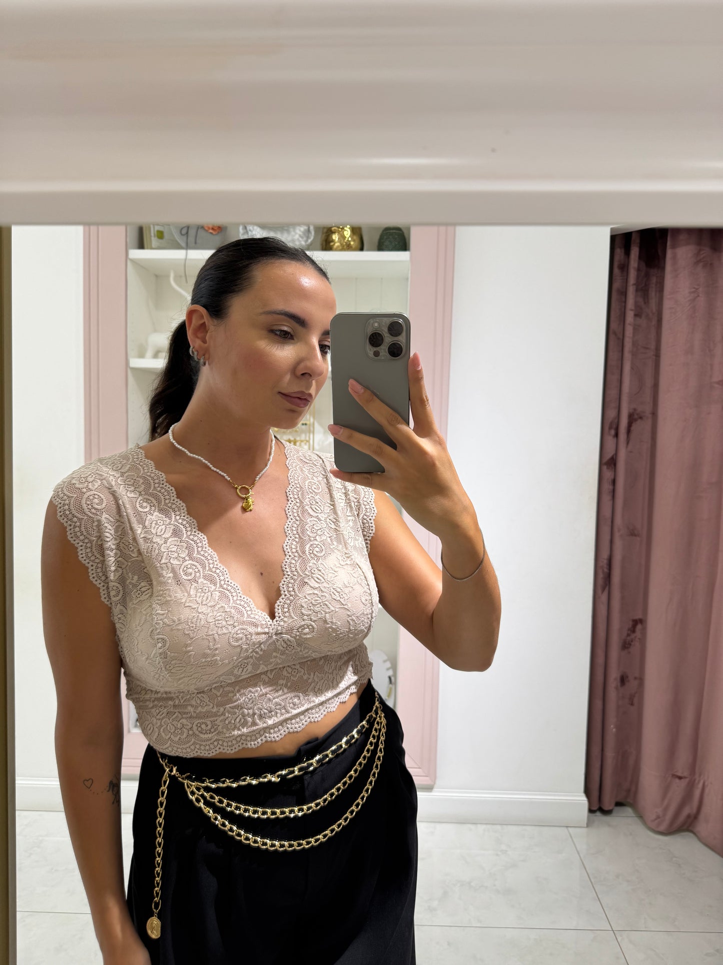 Bralette in pizzo - beige