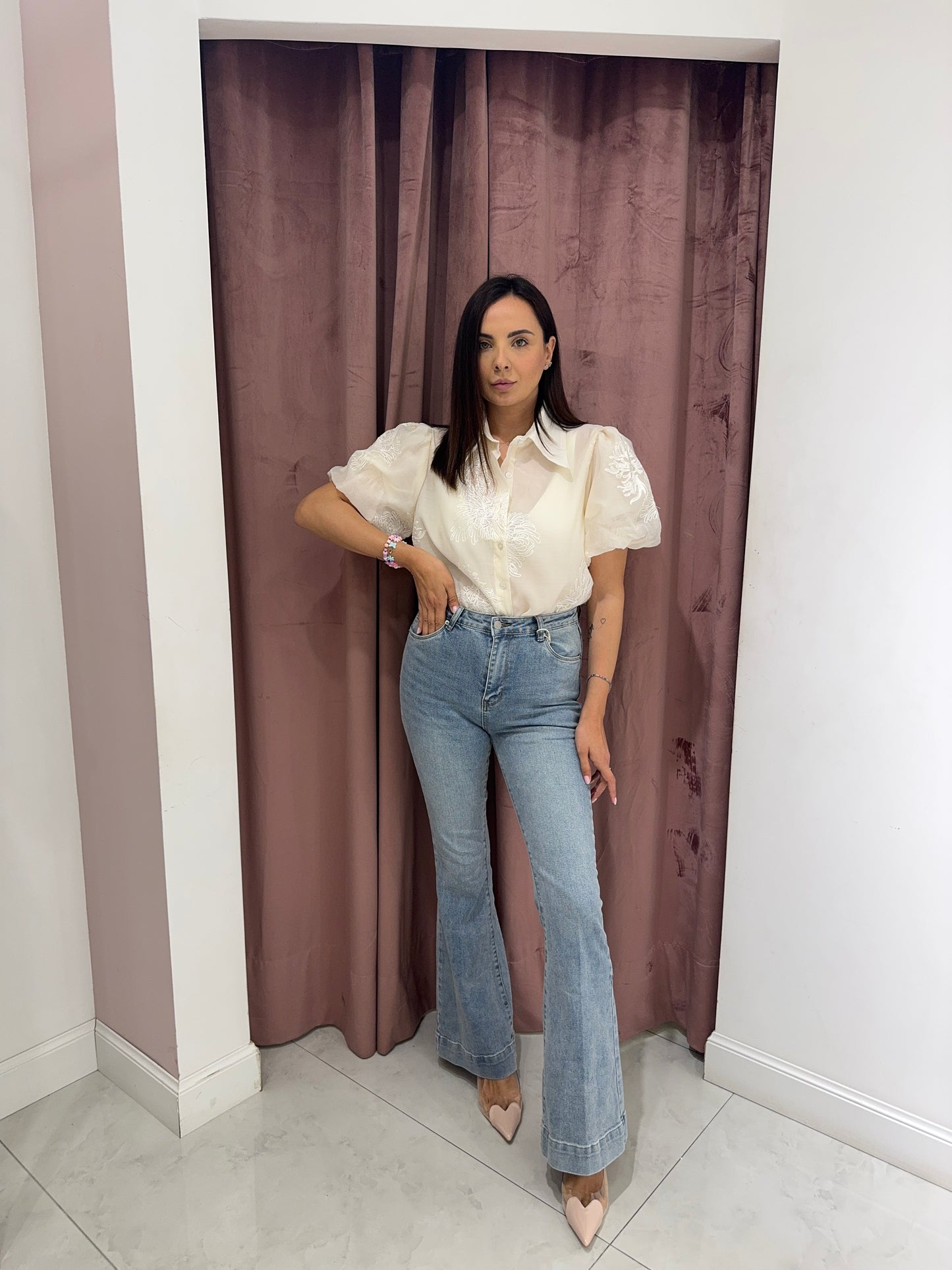 jeans a zampa - lavaggio chiaro