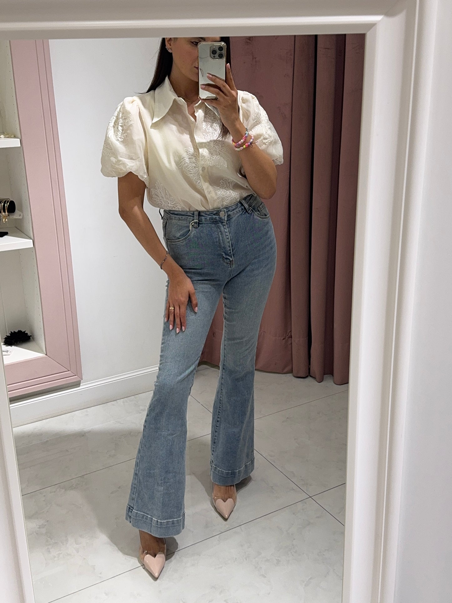 jeans a zampa - lavaggio chiaro
