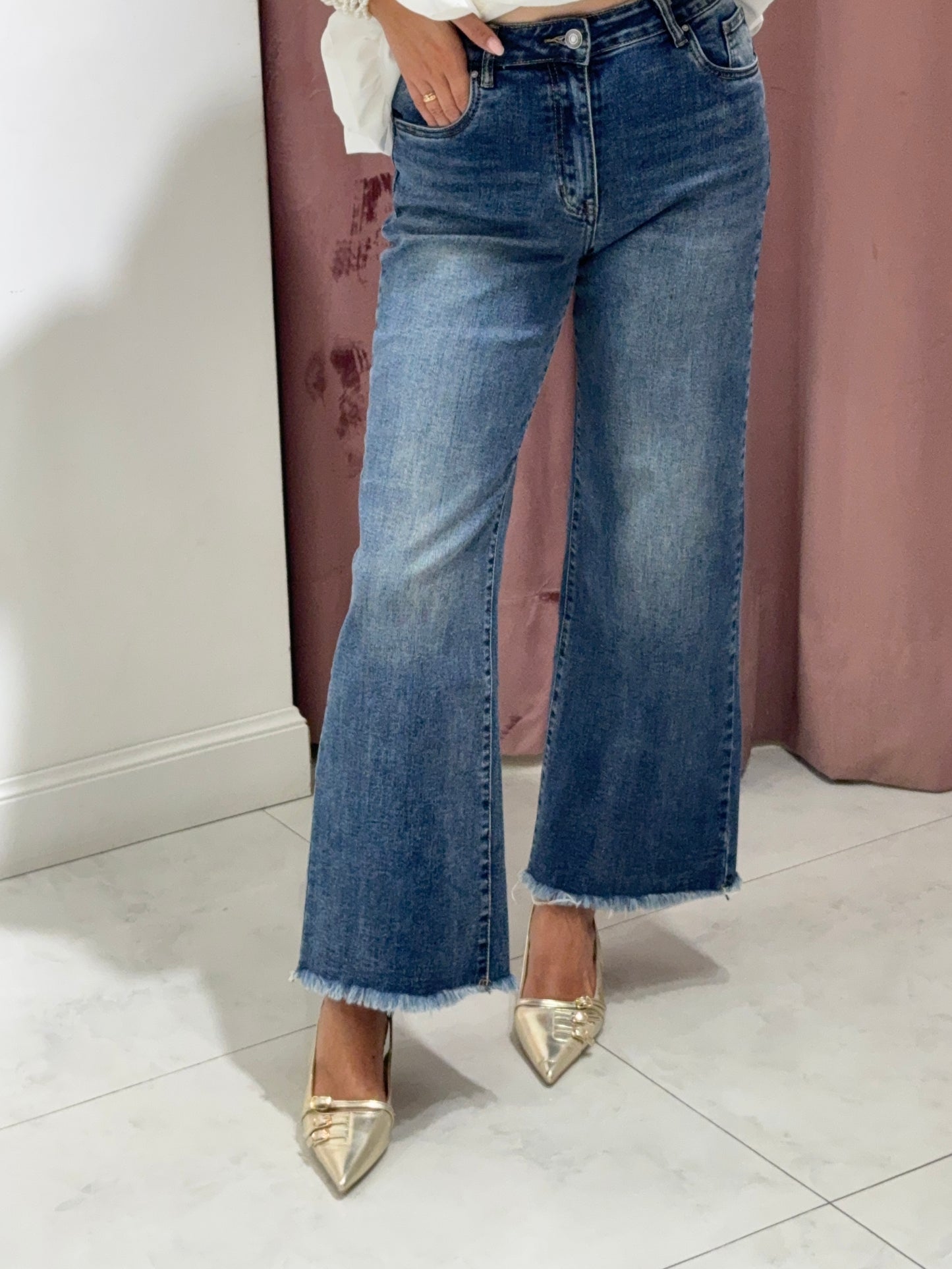 Jeans palazzo - sabbiato