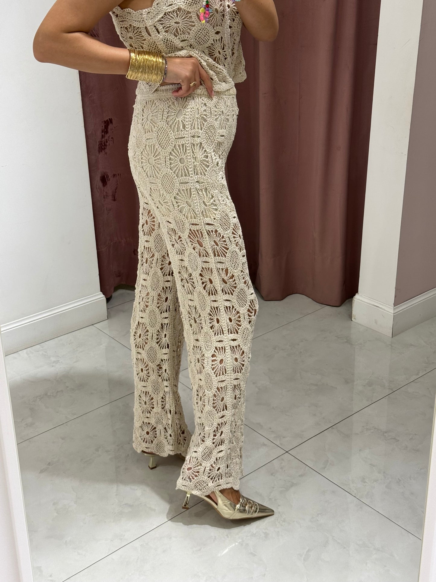 Pantalone Crochet - Beige