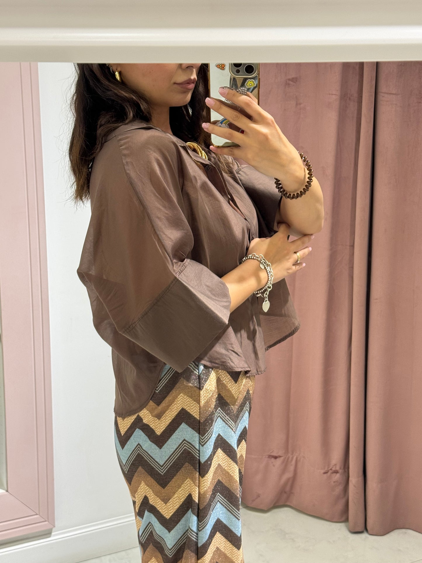 Camicia light mezza manica - marrone