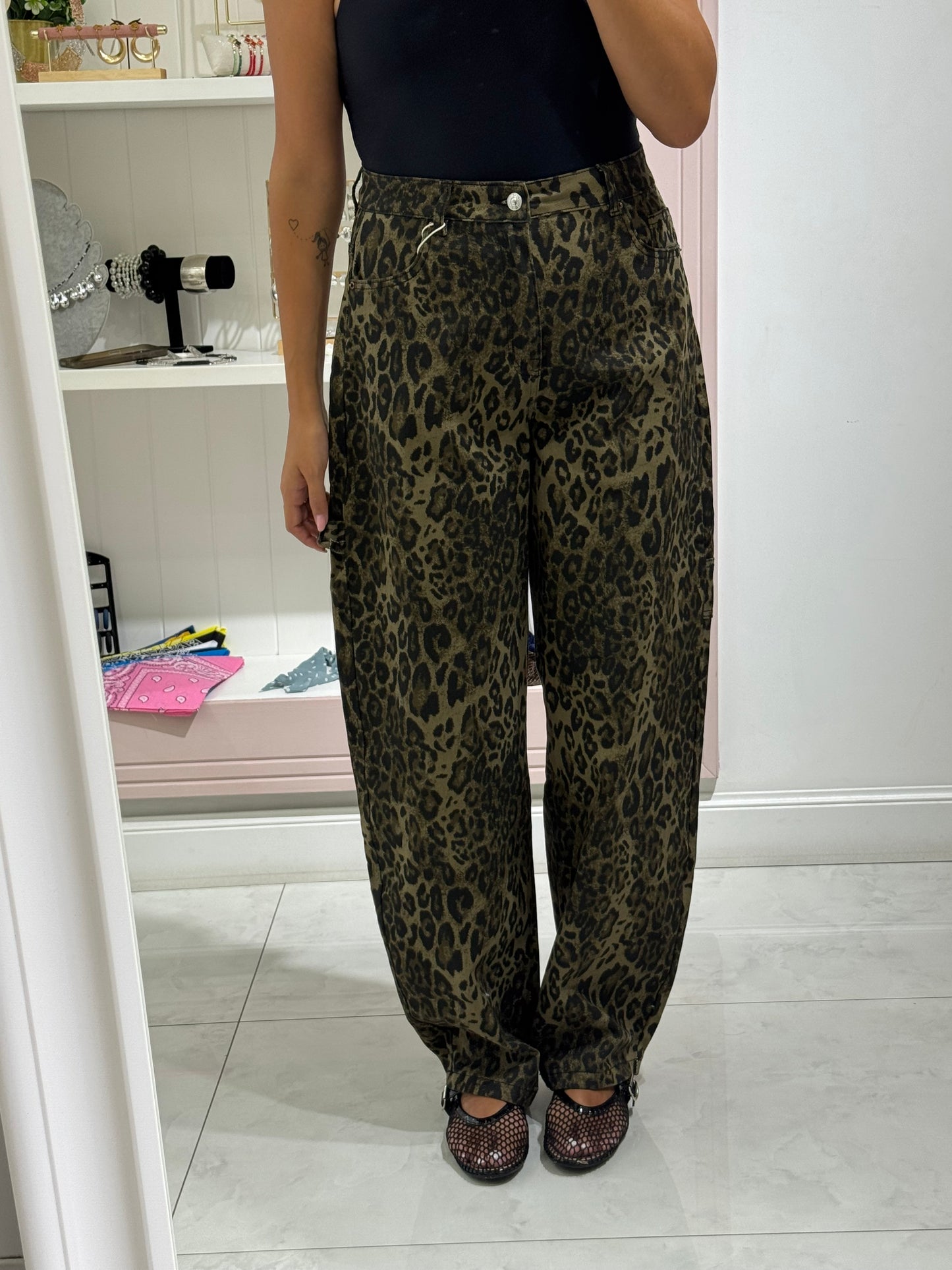 Denim ballon leopardato