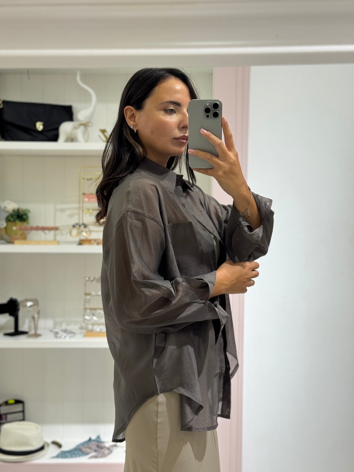 Camicia velata - marrone
