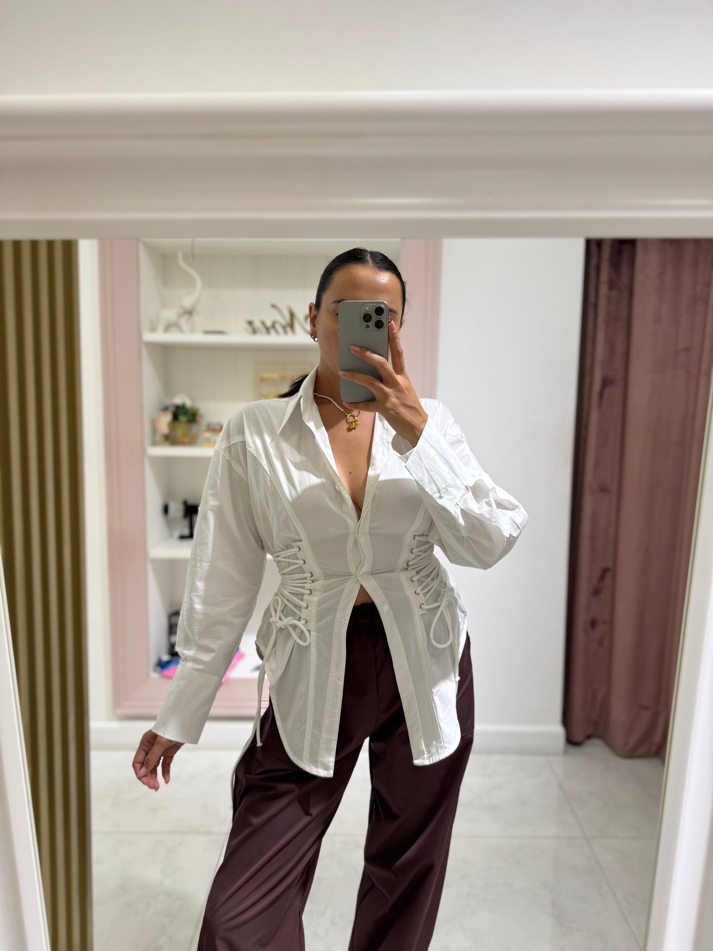 Camicia stringata - bianco