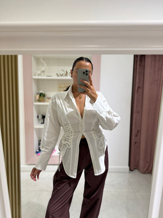 Camicia stringata - bianco