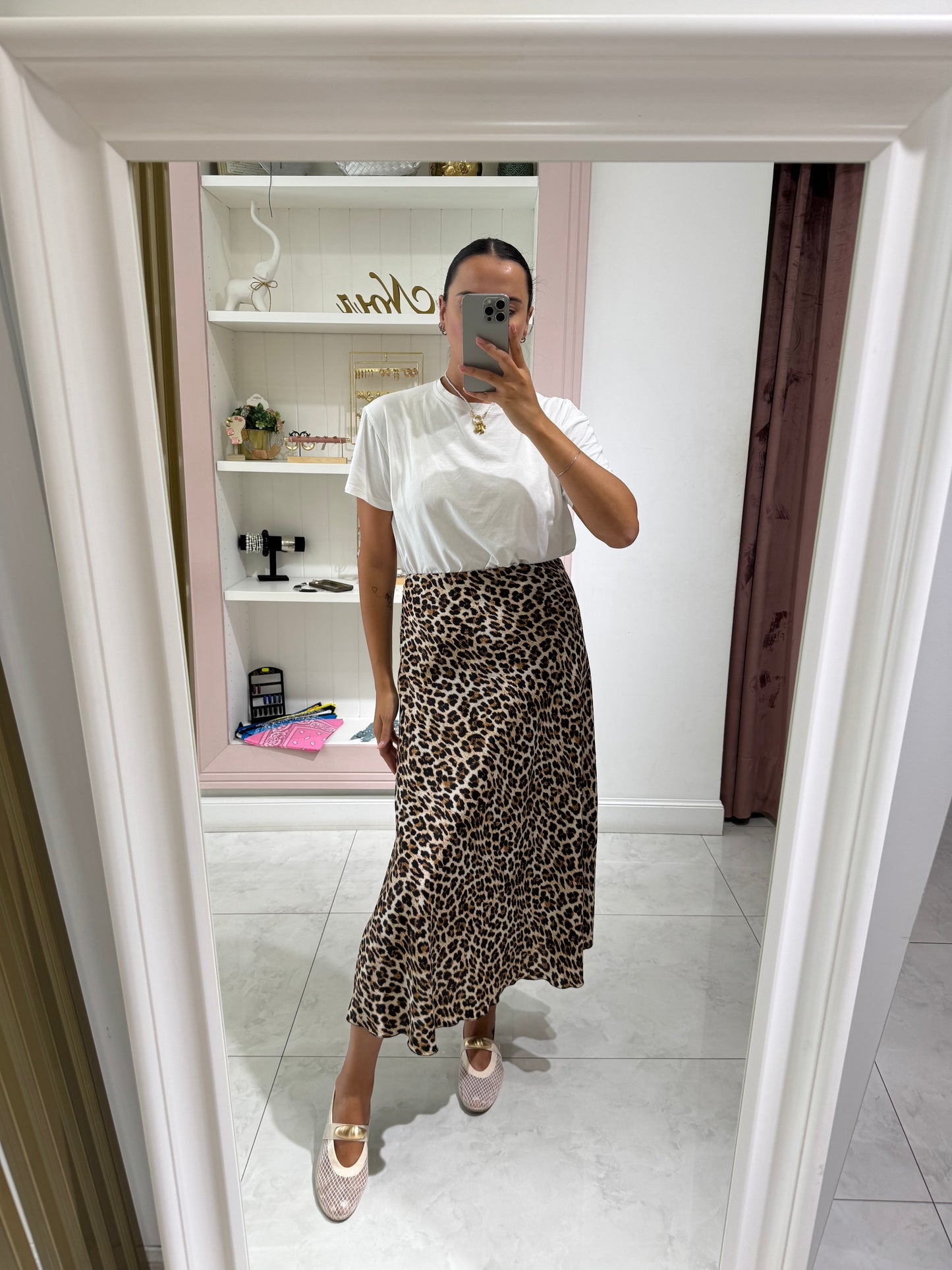 Gonna satin animalier