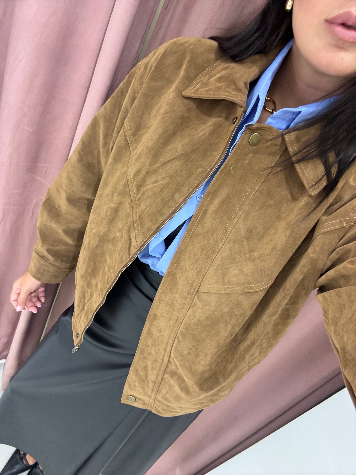 Bomber effetto camoscio - khaki