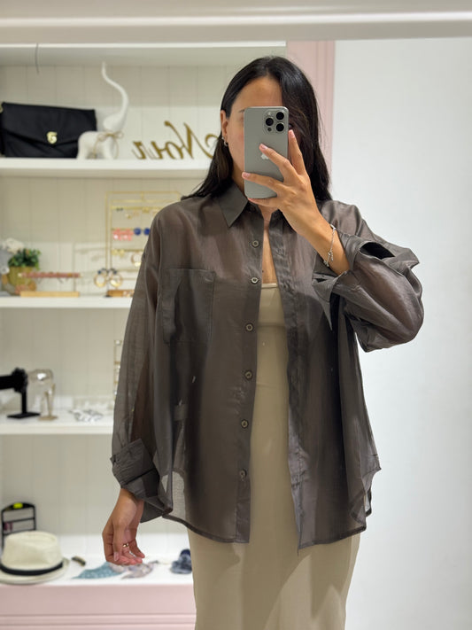 Camicia velata - marrone
