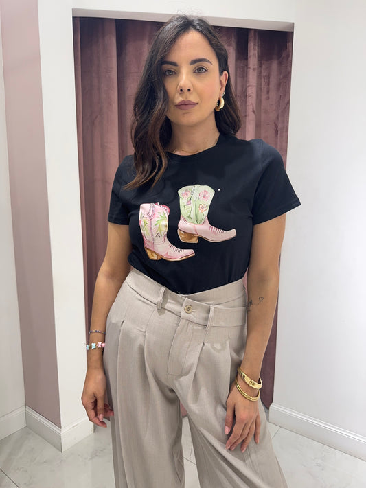 t-shirt Manosque cow - nero