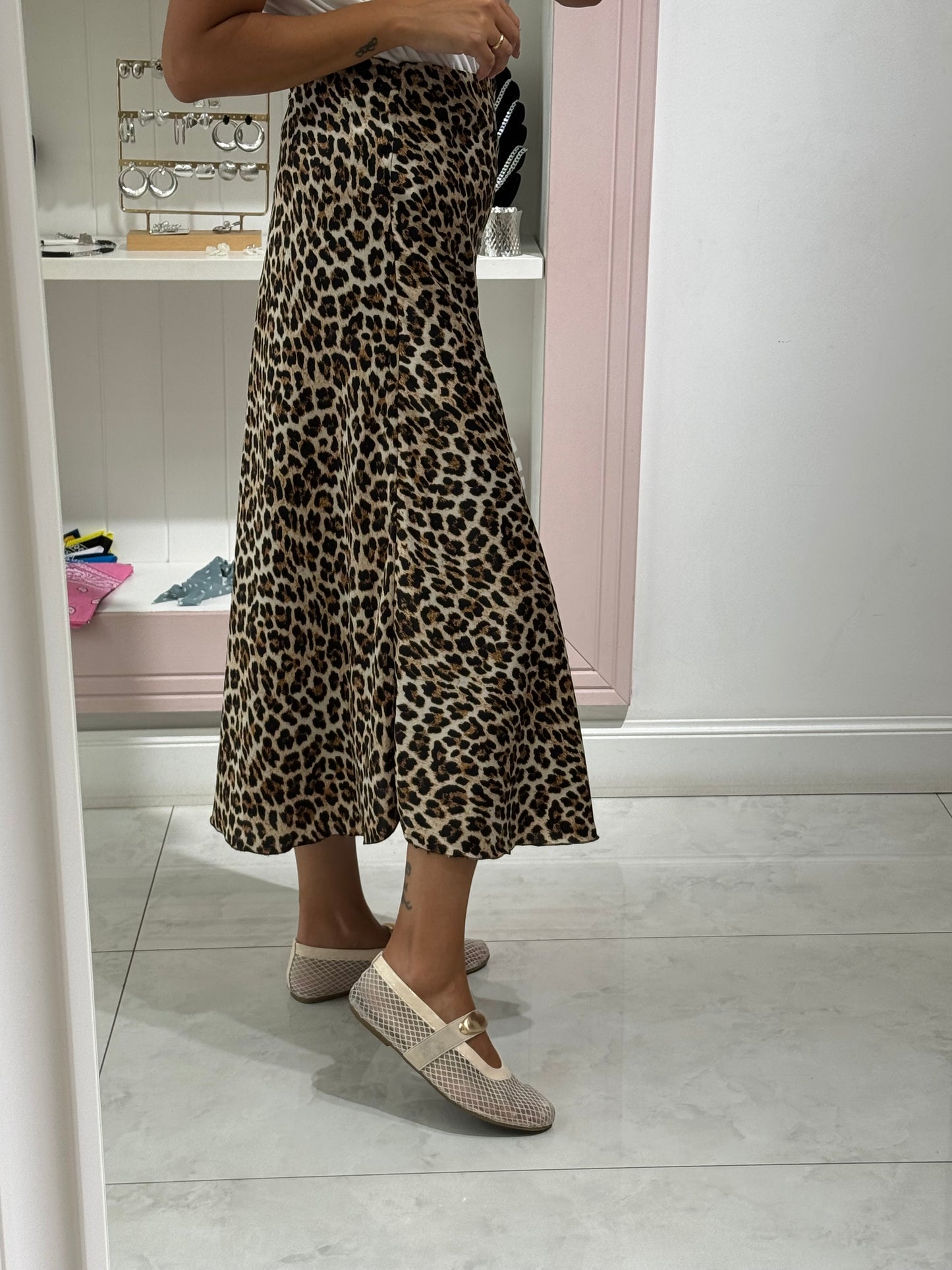 Gonna satin animalier