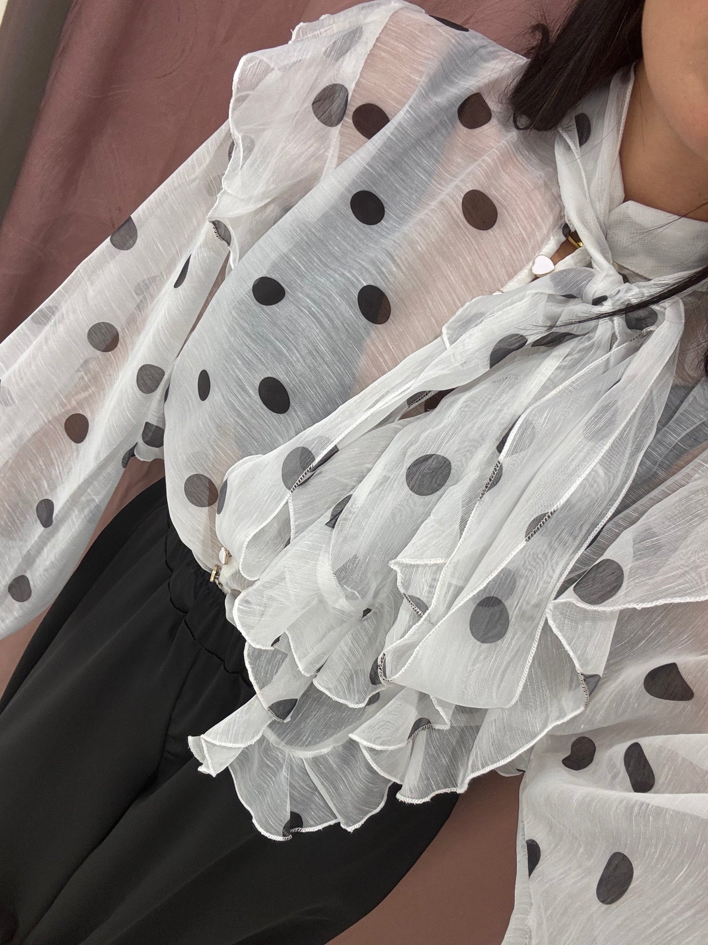 Camicia a pois - bianco