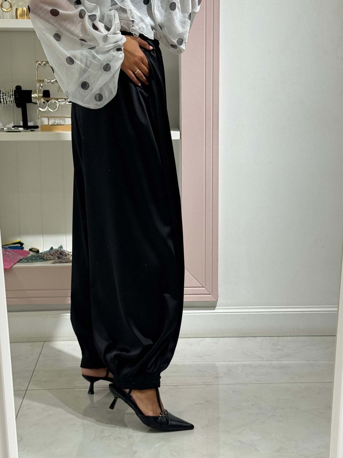 Pantalone satin ballon - nero