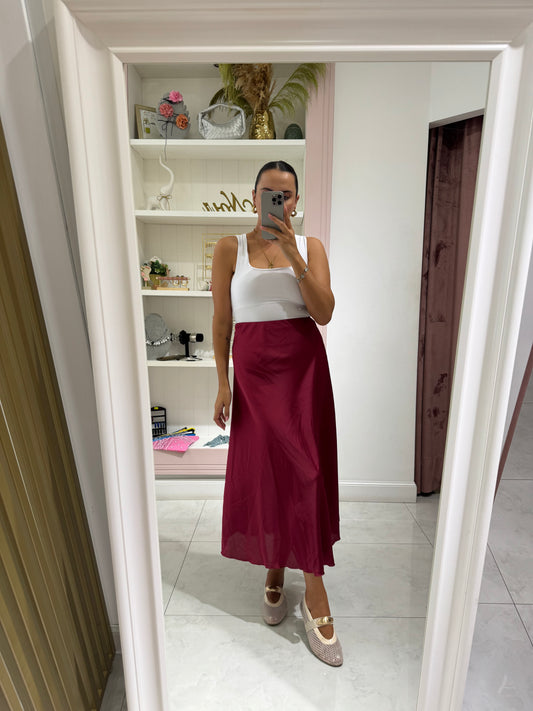 Gonna satin - bordeaux