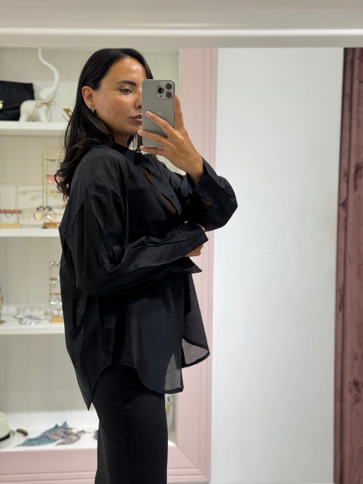 Camicia velata - nero