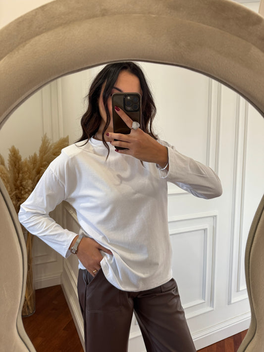 T-shirt con spalline strutturate low - bianco