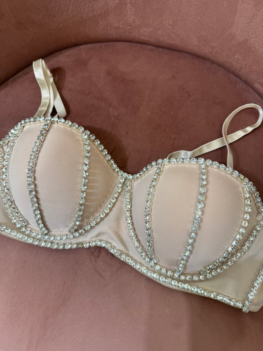Bralette con strass - nude