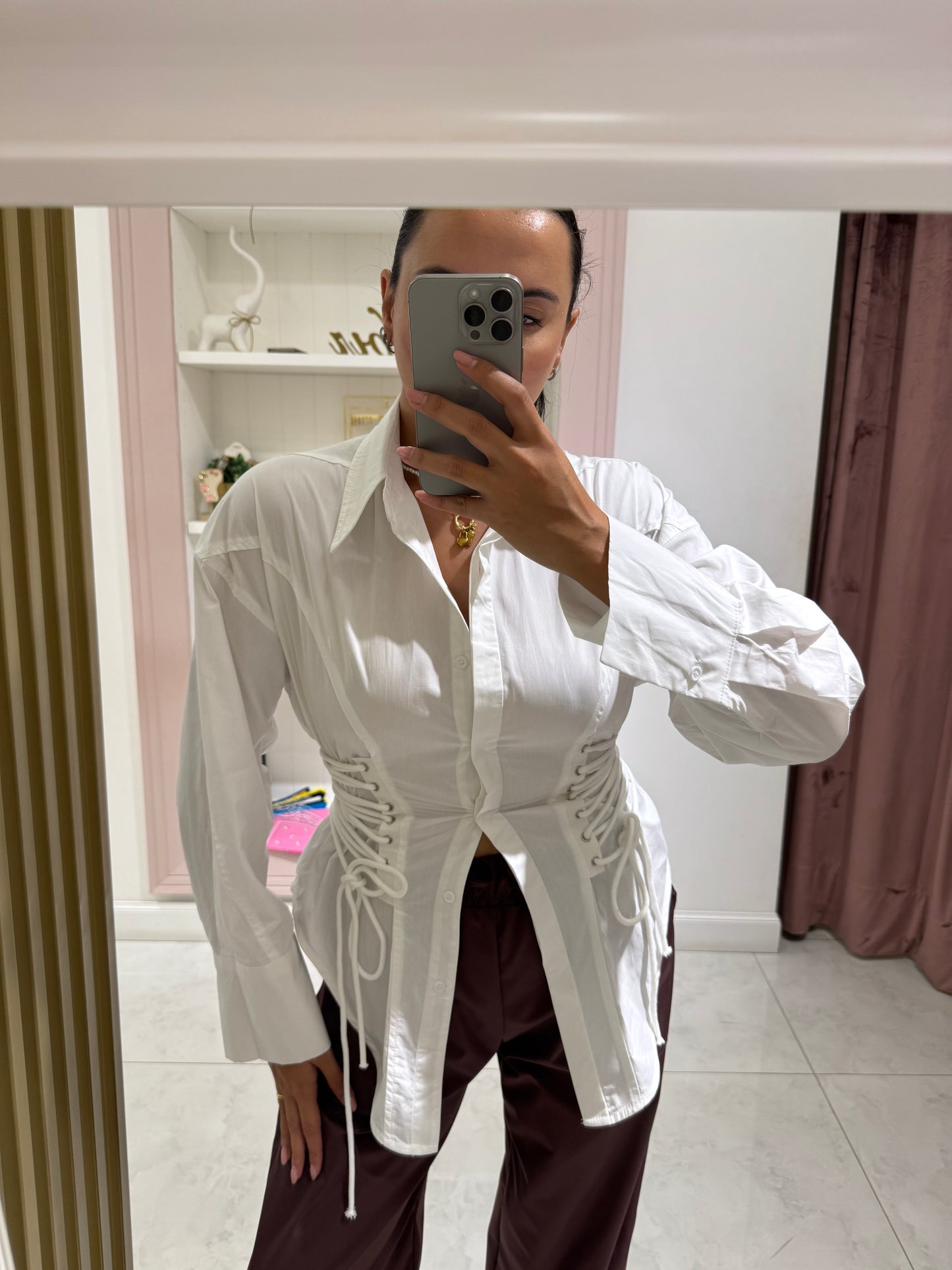 Camicia stringata - bianco