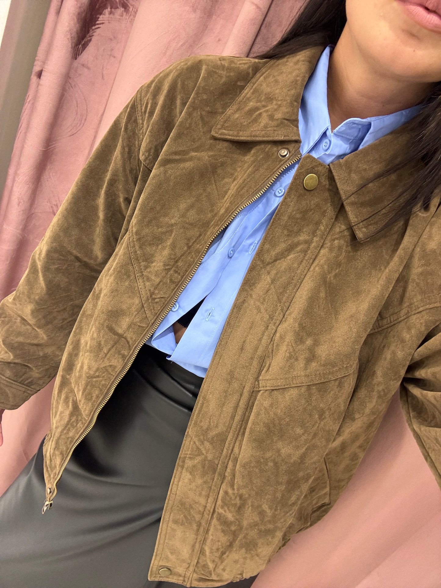 Bomber effetto camoscio - khaki