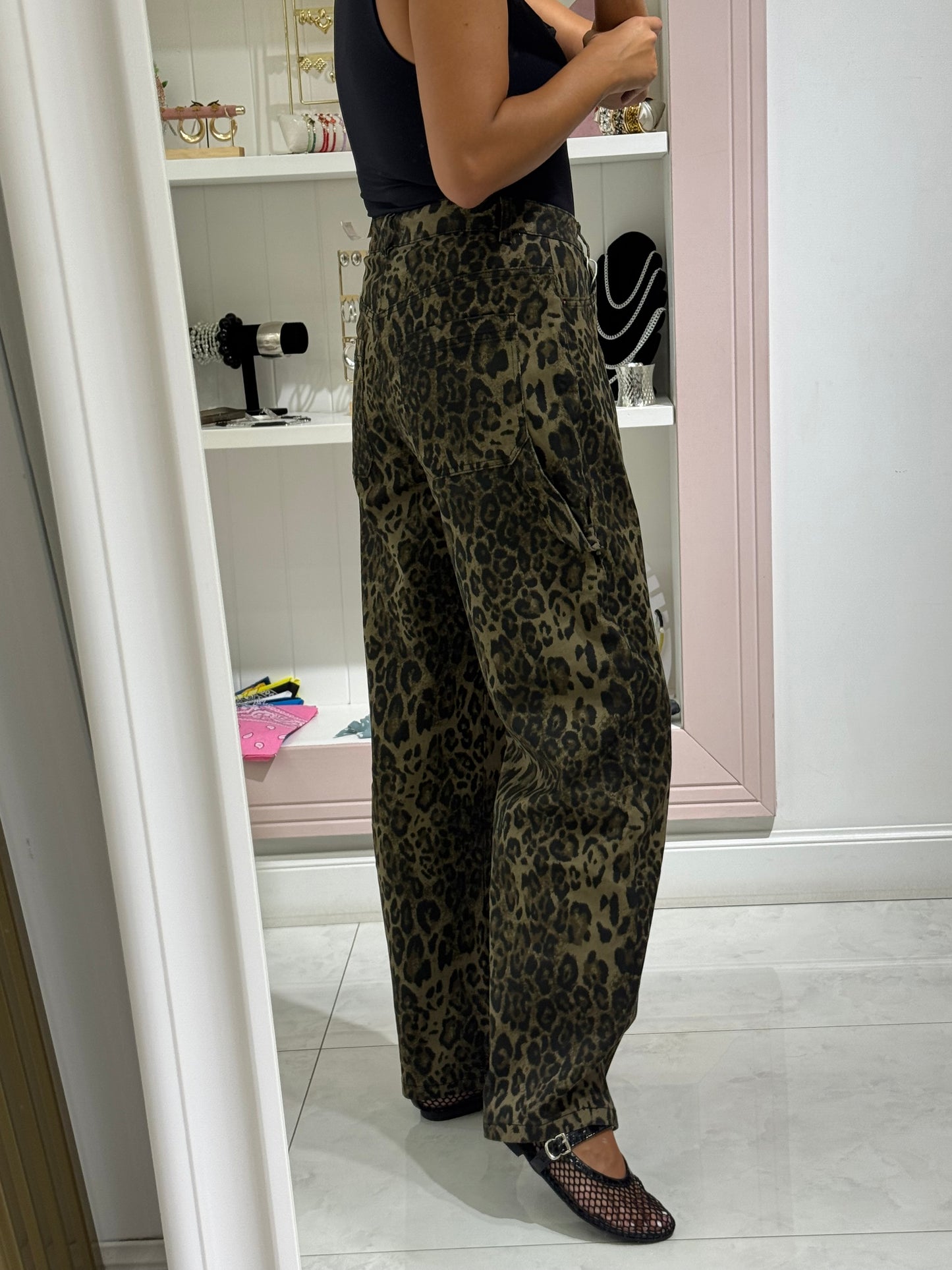 Denim ballon leopardato