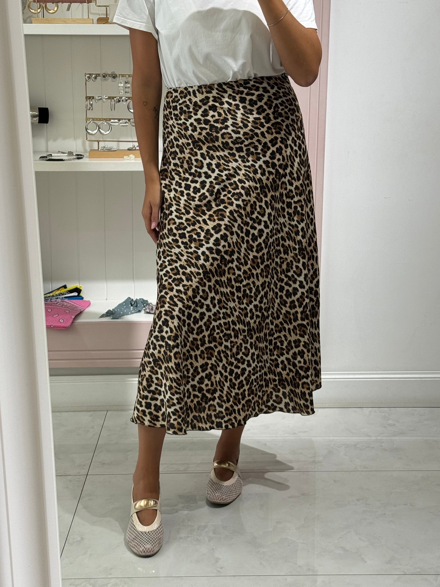 Gonna satin animalier