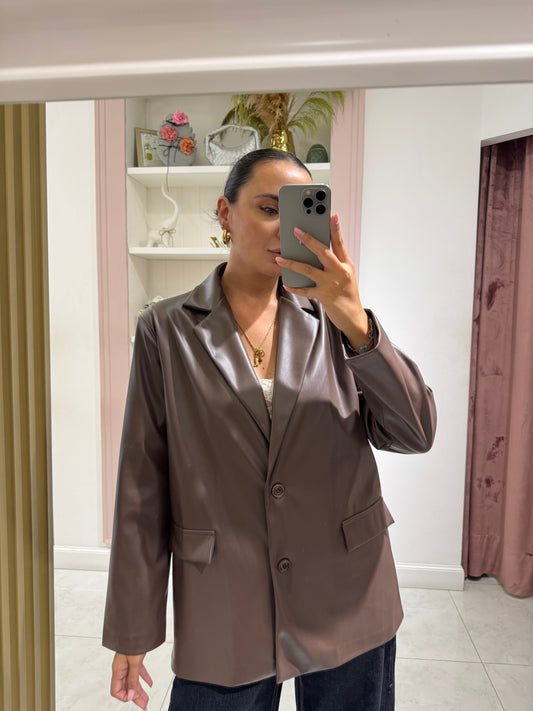 Blazer ecopelle - marrone