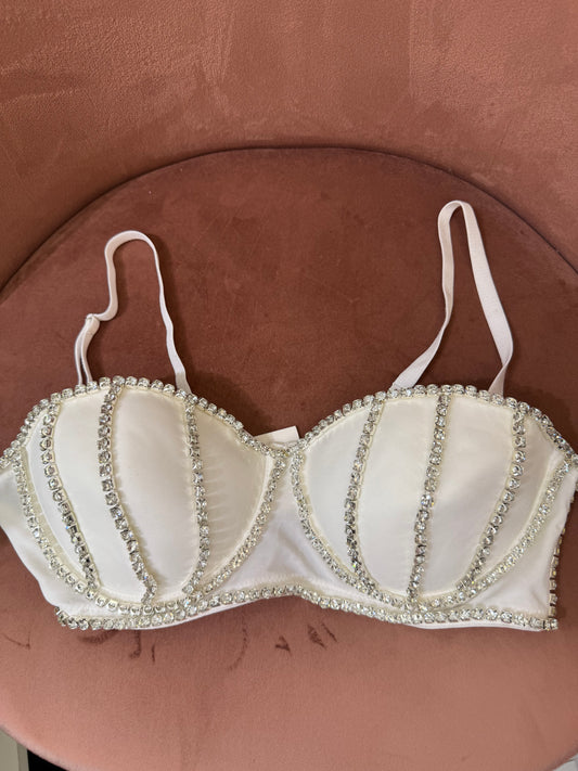 Bralette con strass - bianco