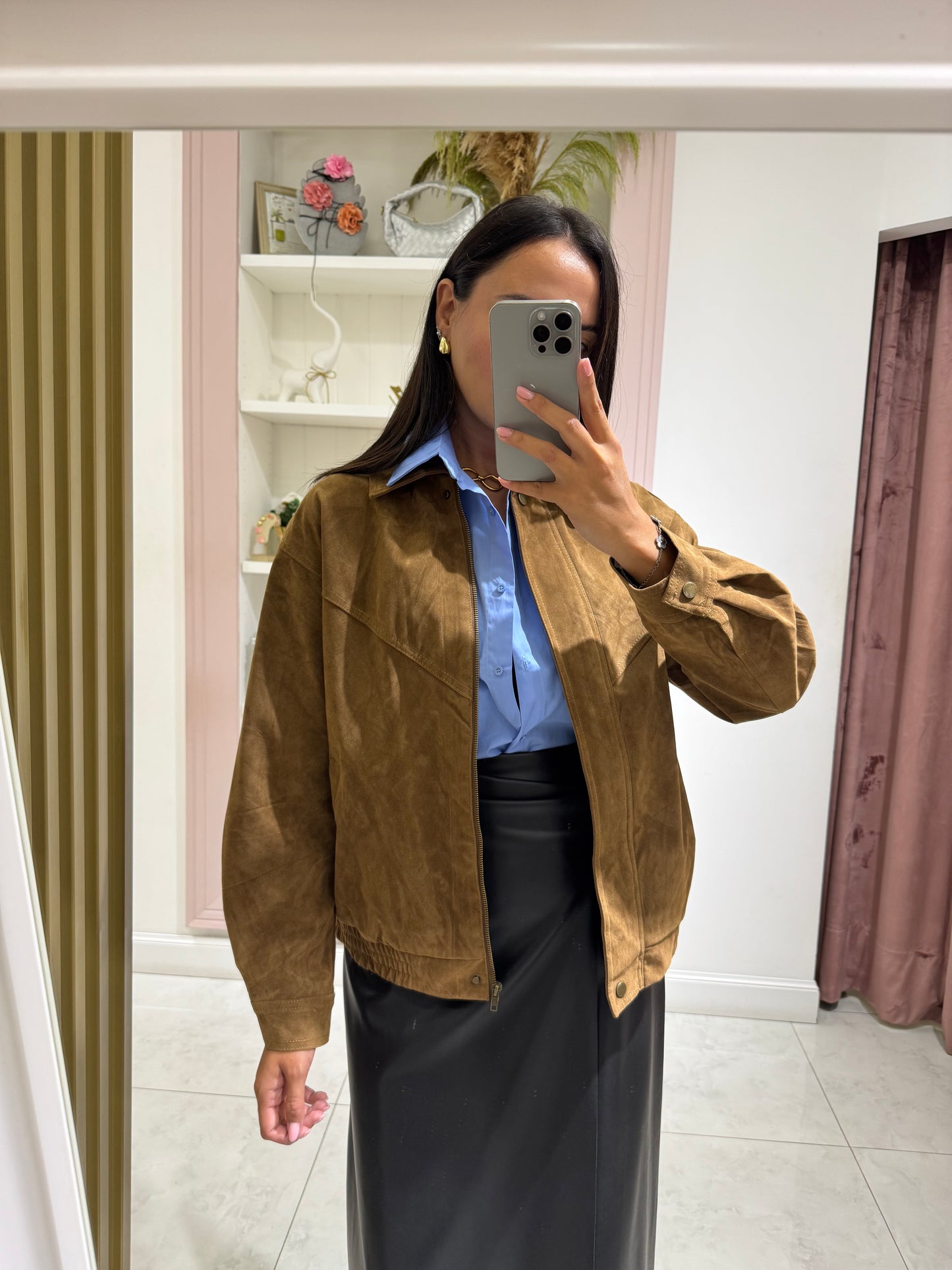 Bomber effetto camoscio - camel