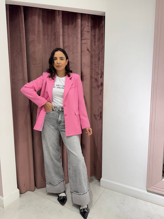 Jeans palazzo con piegone - grigio