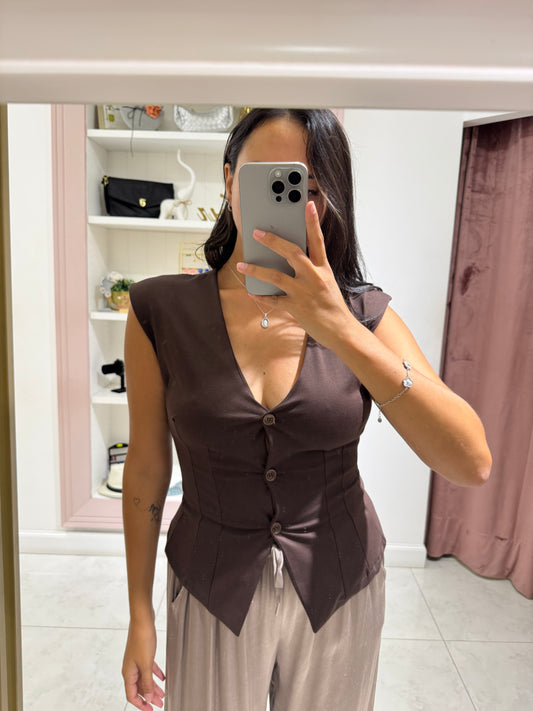 Gilet basic - marrone