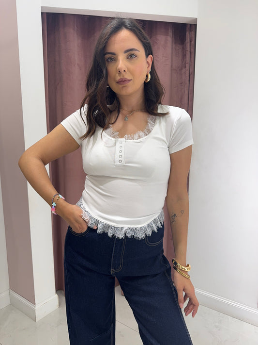 maglia pizzo - bianco