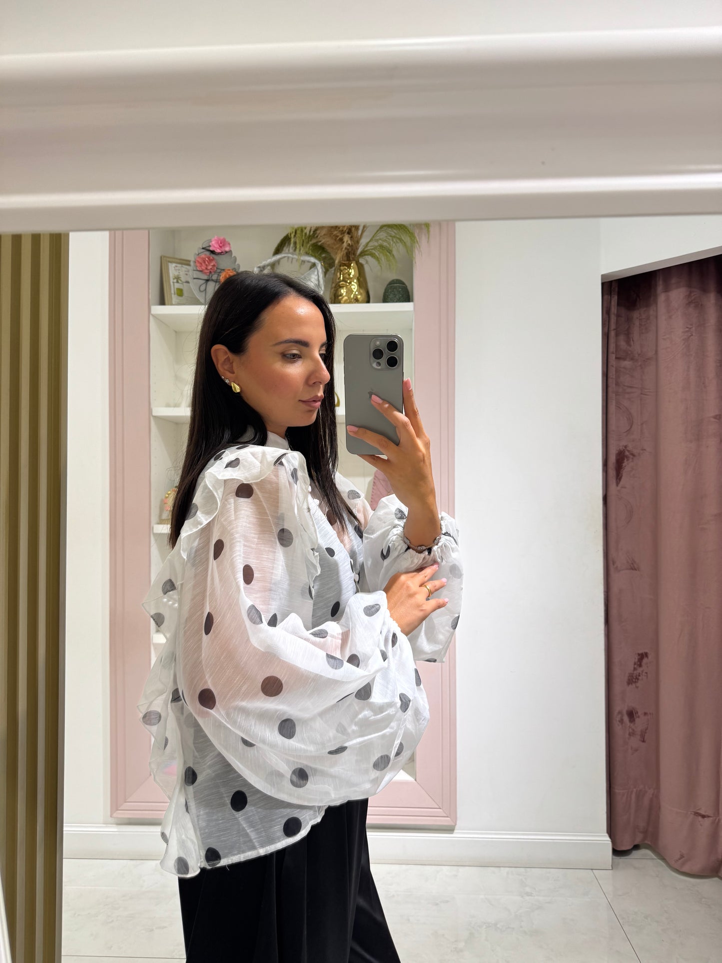 Camicia a pois - bianco