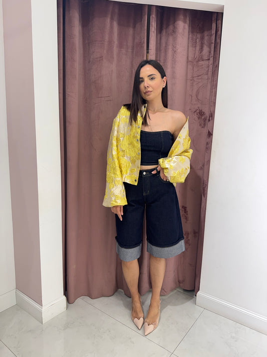 Bermuda jeans  con risvolto - lavaggio 0