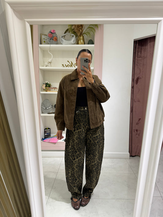 Denim ballon leopardato