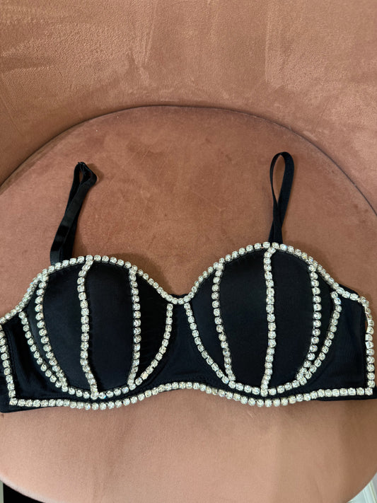 Bralette con strass - nero