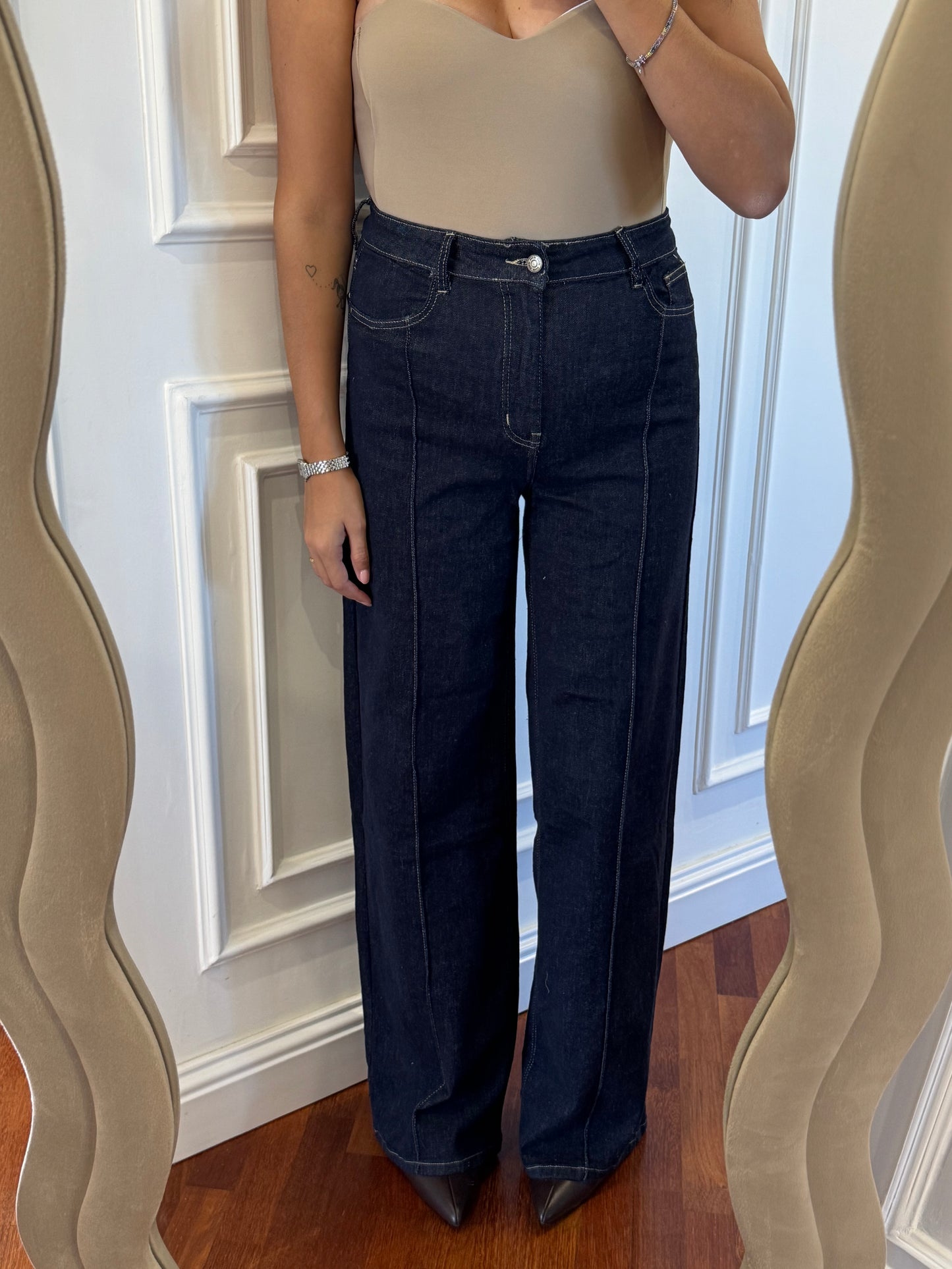 Jeans palazzo lavaggio 0
