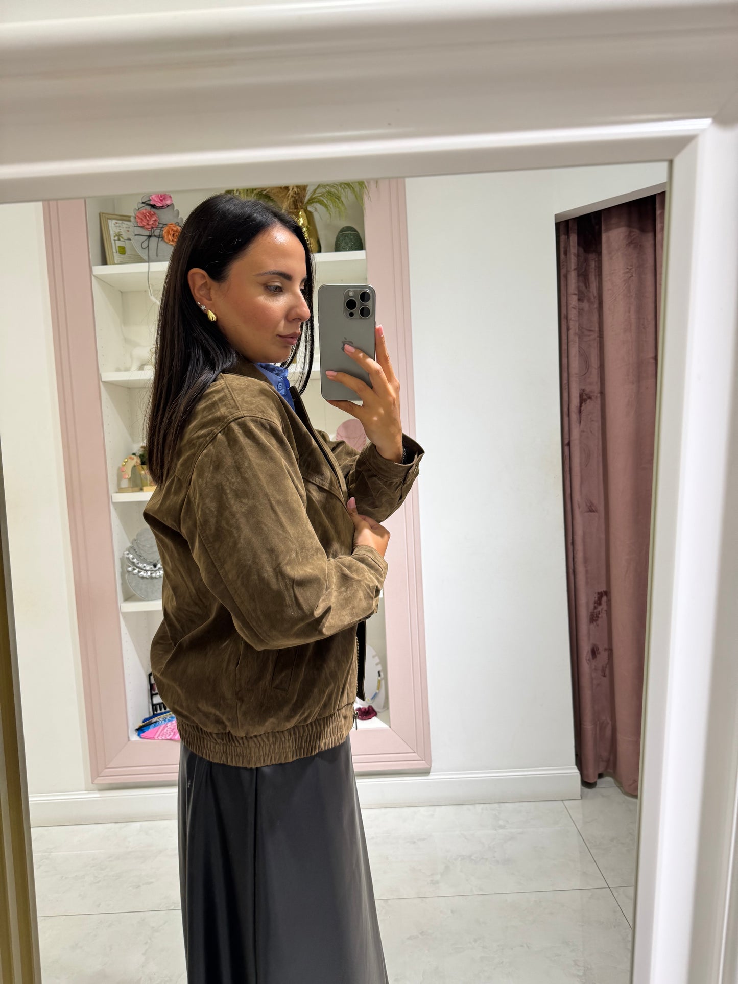 Bomber effetto camoscio - khaki